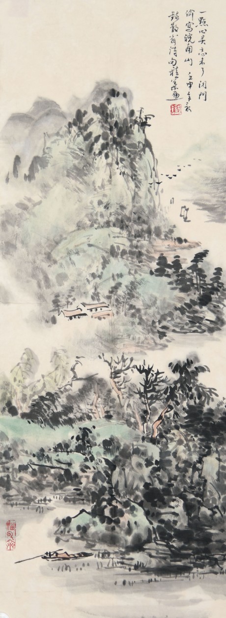 羅積業(yè) 山水單片 84*31cm