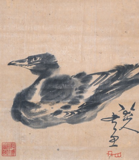 八大山人 鳥立軸 28*25cm