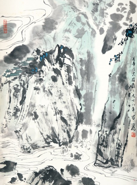 亞明  山水立軸 45*34cm