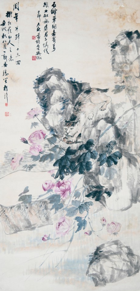 程璋 花鳥立軸  129*63cm