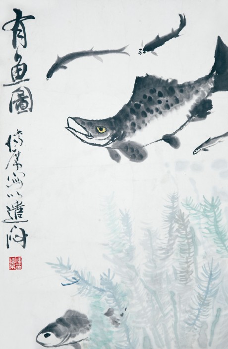 陳傳席  魚(yú)立軸	70*45cm