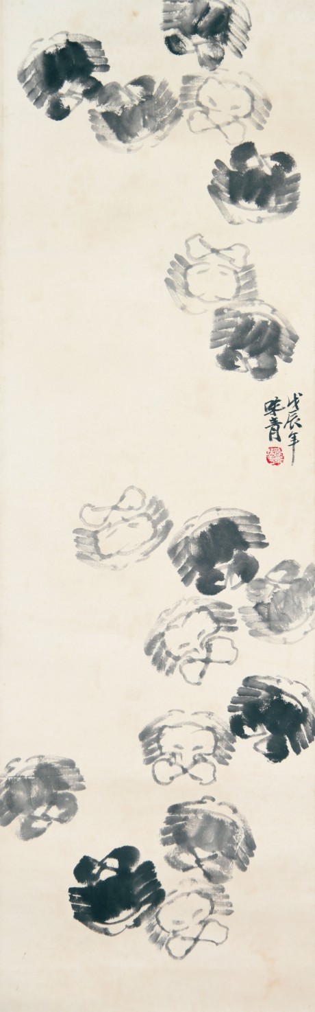 李味青  螃蟹立軸	108*34cm