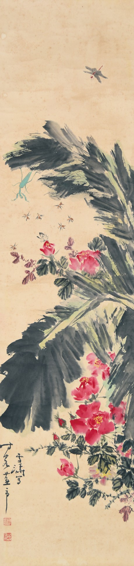 王雪濤 花鳥(niǎo)立軸 132×33CM