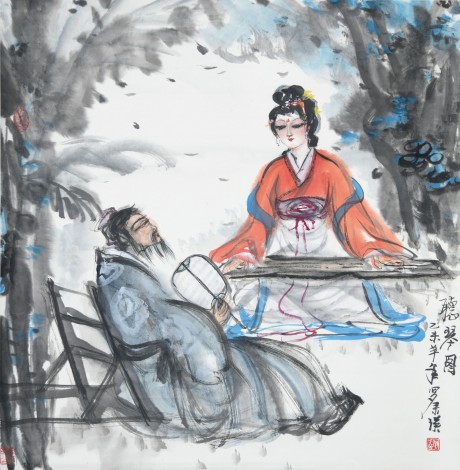 羅來瑛  人物立軸 67×67CM