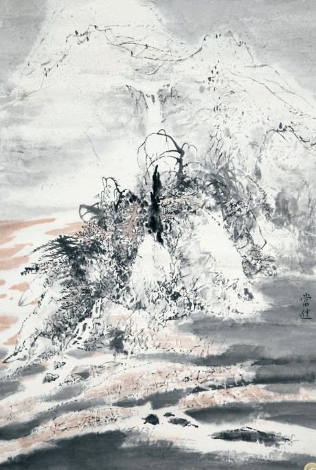 常進  山水鏡片	67×46CM