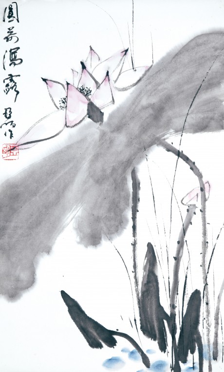 亞明  荷花立軸 68×42CM