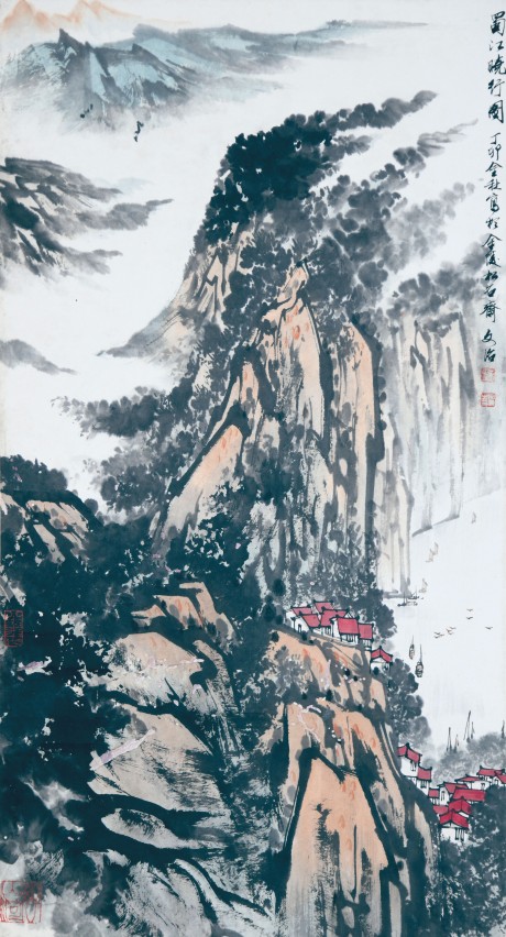 宋文治   山水立軸 69×37CM