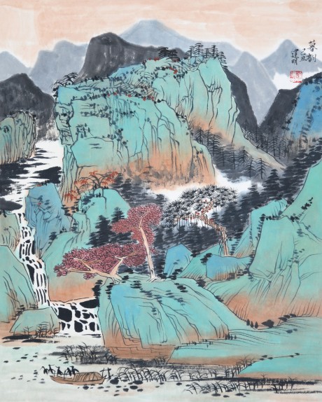 徐建明  山水立軸	56×44CM