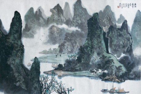 滿維起  山水鏡片	200×133CM