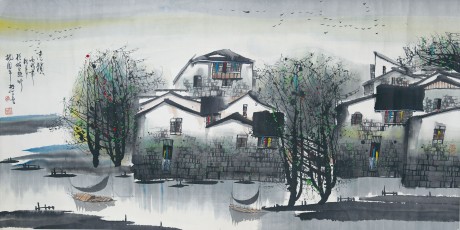 劉懋善  山水立軸	137×68CM