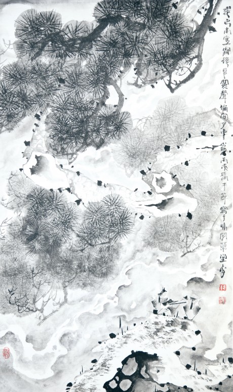 韓天衡  花鳥立軸 108×65CM