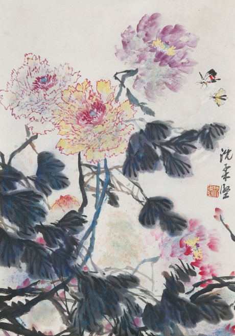 沈柔堅(jiān)  花卉鏡片 70×50CM