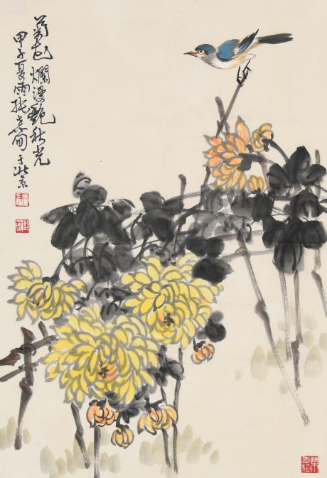 張世簡(jiǎn)  花鳥單片	69×46CM